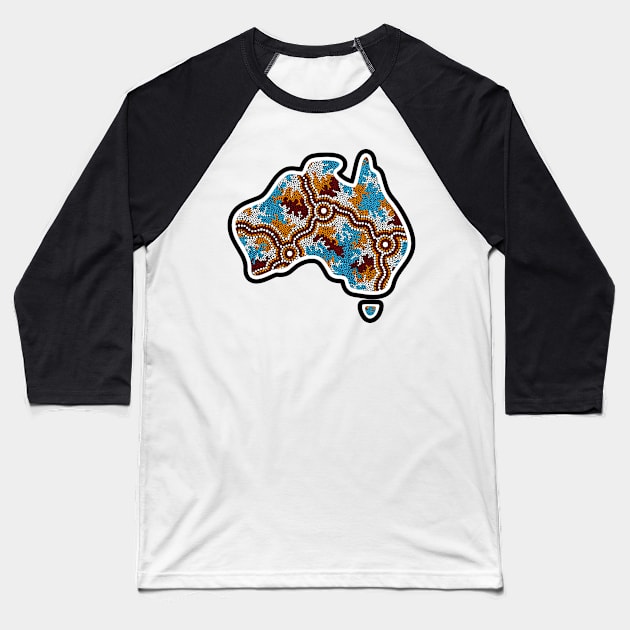 Aboriginal Map Wetlands Baseball T-Shirt by hogartharts